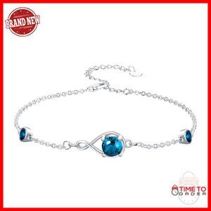 Sterling Silver Infinity Ankle Bracelet Adjustable 7+2" Link Chain Gift